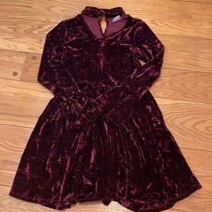 Girls, Falls Creek velvet maroon dress